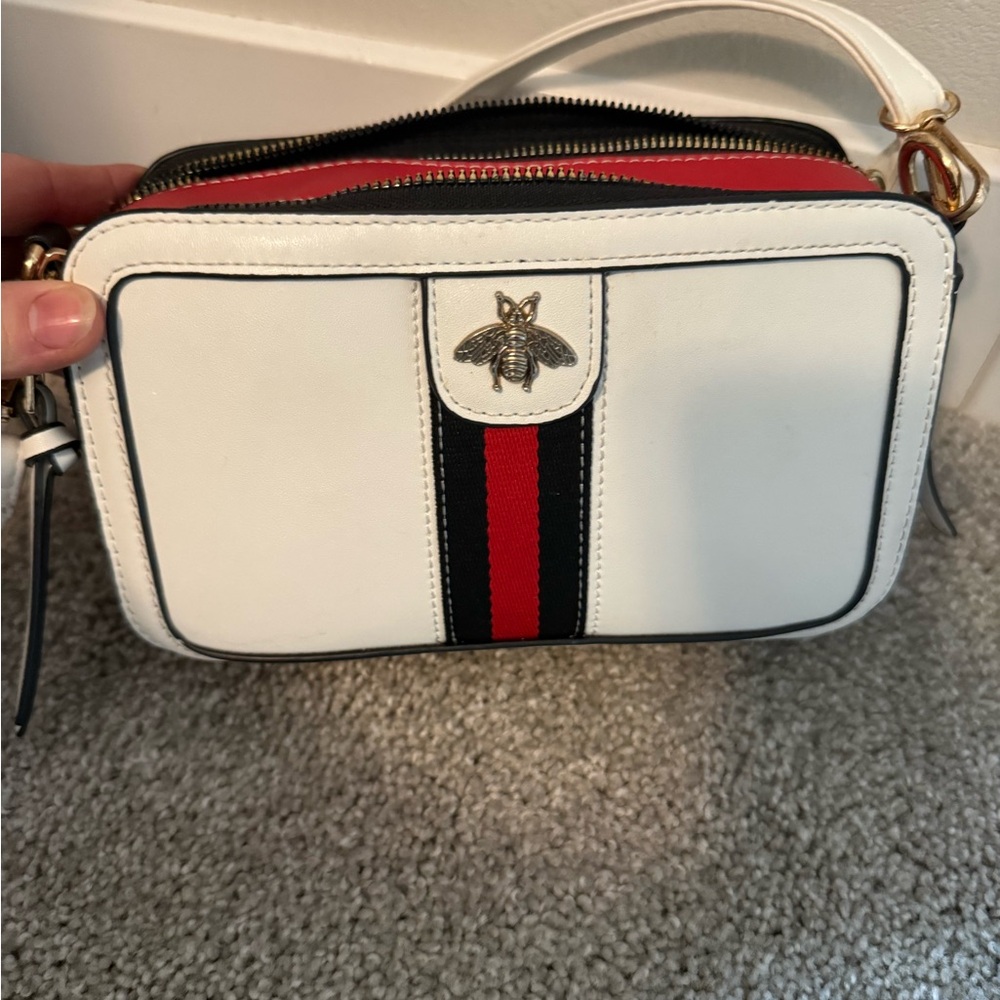 White and Red Designer Crossbody Bag